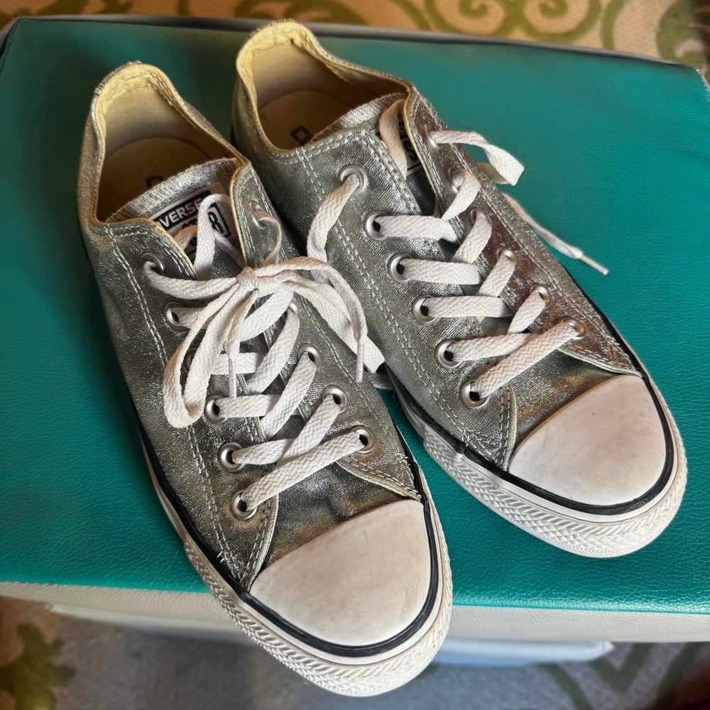 Converse Metallic Silver Sneakers with White Accents